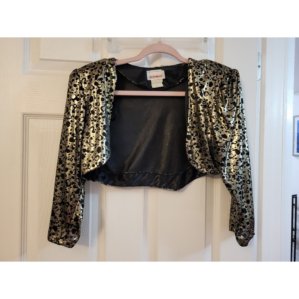 Korrigan Vintage Bolero Gold Disco Shrug Cropped Lightweight Jacket